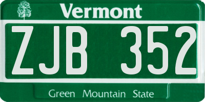 VT license plate ZJB352