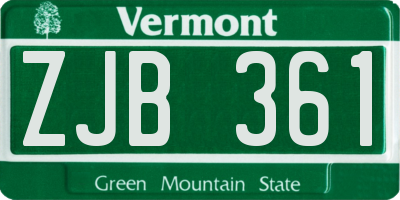 VT license plate ZJB361