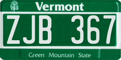 VT license plate ZJB367