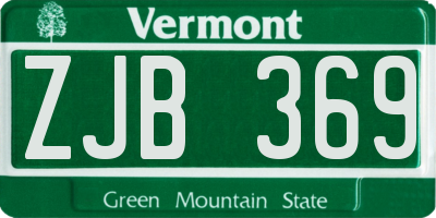 VT license plate ZJB369