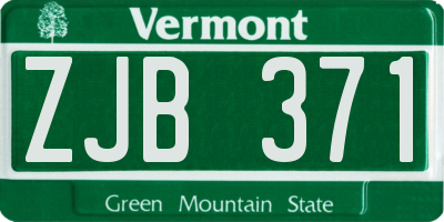 VT license plate ZJB371
