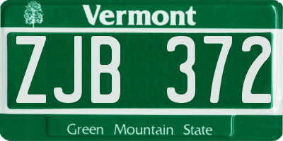 VT license plate ZJB372