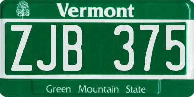 VT license plate ZJB375