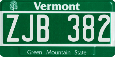 VT license plate ZJB382
