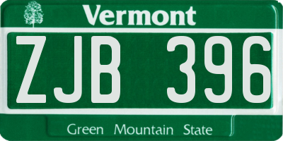 VT license plate ZJB396