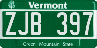 VT license plate ZJB397