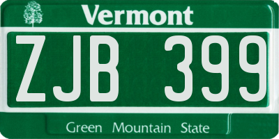 VT license plate ZJB399