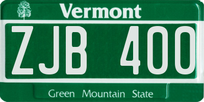 VT license plate ZJB400
