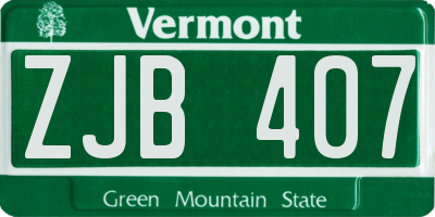 VT license plate ZJB407