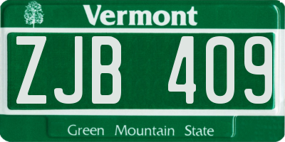 VT license plate ZJB409