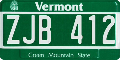 VT license plate ZJB412