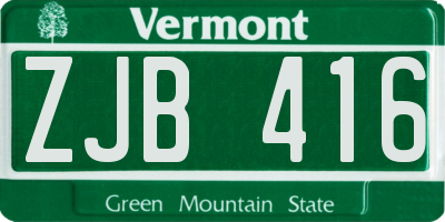 VT license plate ZJB416