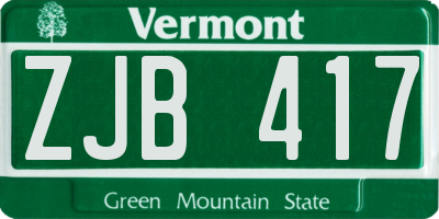 VT license plate ZJB417