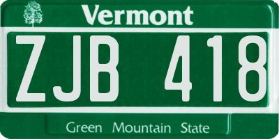 VT license plate ZJB418