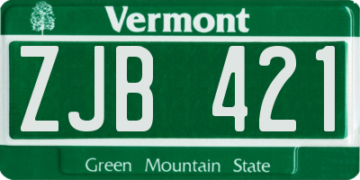 VT license plate ZJB421