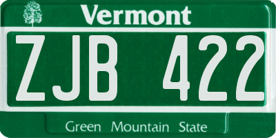 VT license plate ZJB422