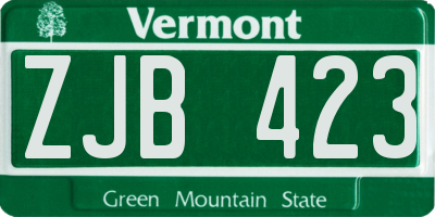 VT license plate ZJB423