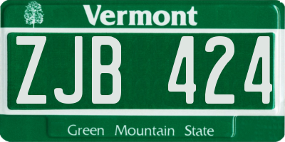 VT license plate ZJB424