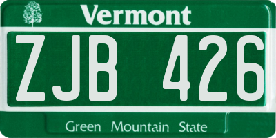 VT license plate ZJB426
