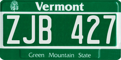 VT license plate ZJB427