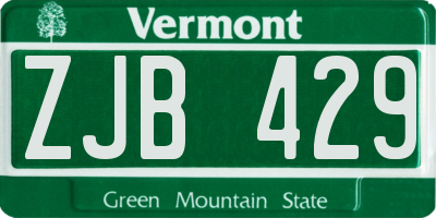 VT license plate ZJB429