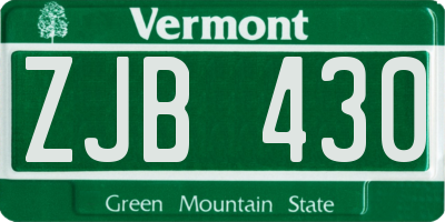 VT license plate ZJB430