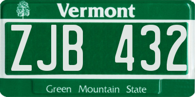 VT license plate ZJB432