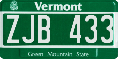 VT license plate ZJB433