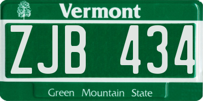 VT license plate ZJB434