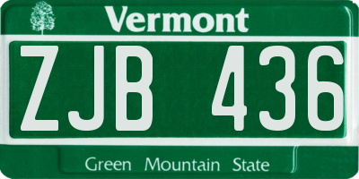 VT license plate ZJB436