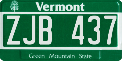 VT license plate ZJB437