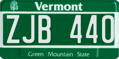 VT license plate ZJB440