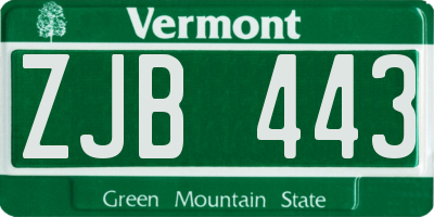 VT license plate ZJB443