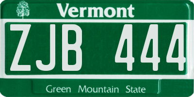 VT license plate ZJB444