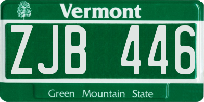 VT license plate ZJB446
