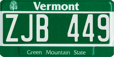 VT license plate ZJB449