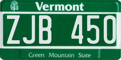 VT license plate ZJB450