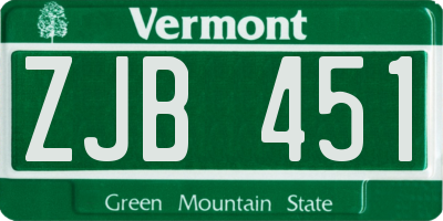 VT license plate ZJB451