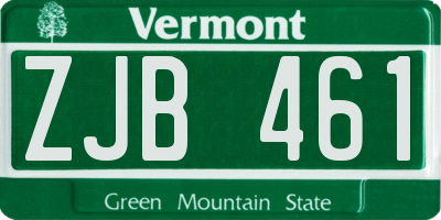 VT license plate ZJB461