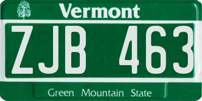 VT license plate ZJB463