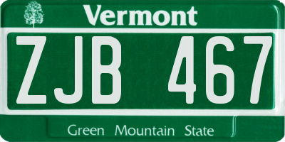 VT license plate ZJB467
