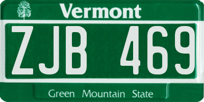 VT license plate ZJB469