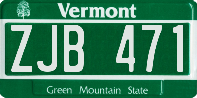 VT license plate ZJB471