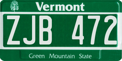 VT license plate ZJB472