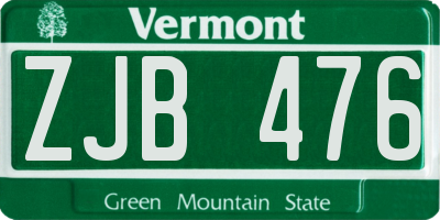 VT license plate ZJB476