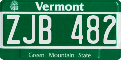 VT license plate ZJB482