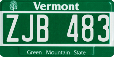 VT license plate ZJB483