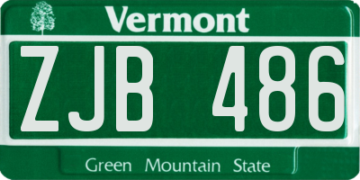 VT license plate ZJB486