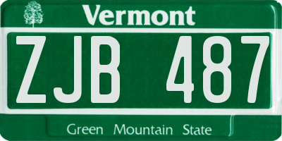 VT license plate ZJB487