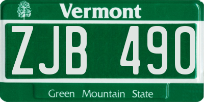 VT license plate ZJB490